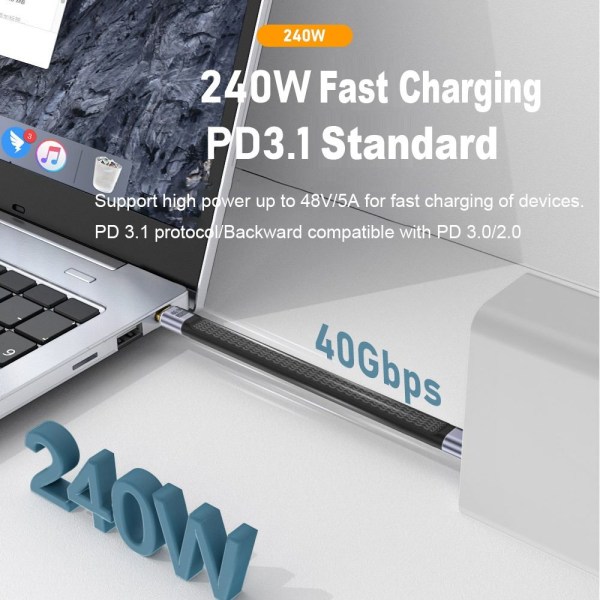 USB4 datakabel USB C til Type C PD 240W