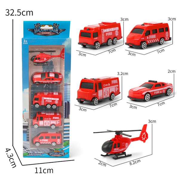 5kpl/ set Mini Inertiaautoleluauto Malli 5kpl/ SET FIRE ENGINE 5pcs/set fire engine