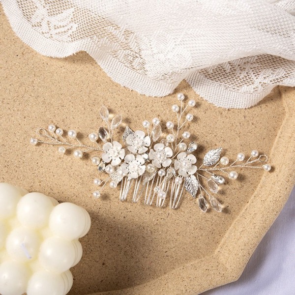 Flower Pearl Hair Comb Crystal Rhinestone Hårnålar 2 2 2