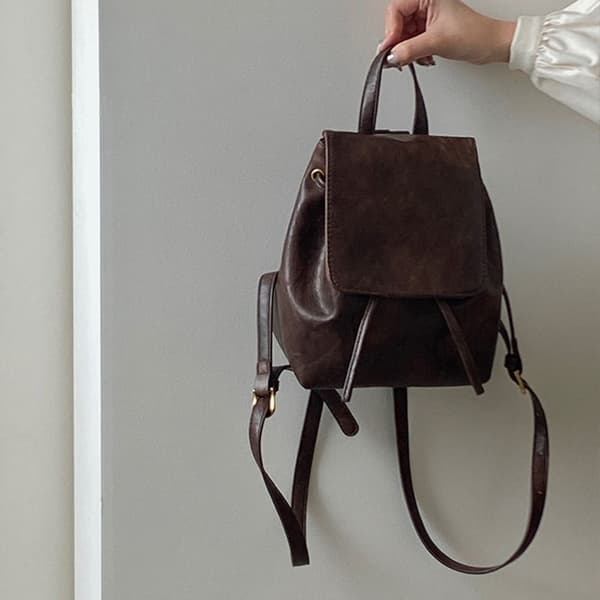 Läderryggsäck Handväska BRUN brown
