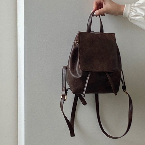 Ryggsekk i skinn BRUNN brown