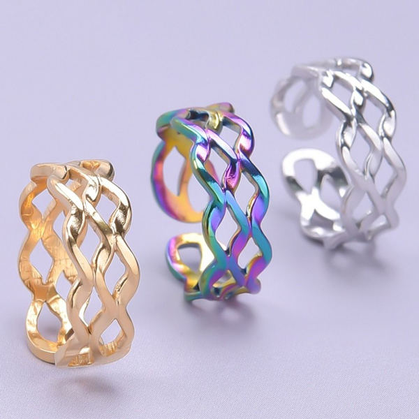 4 Stk Åpen Ring Justerbar Ring FARGERIK FARGERIK Colorful