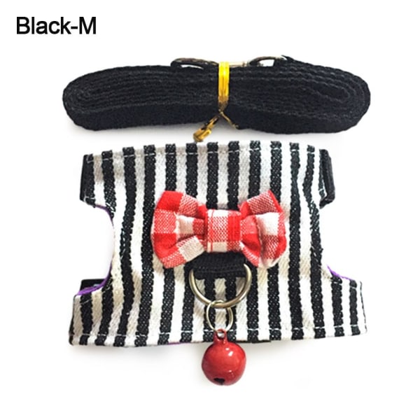 Stripe Kjæledyr Bryststropp Bowtie Selevest SVART M M Black M-M