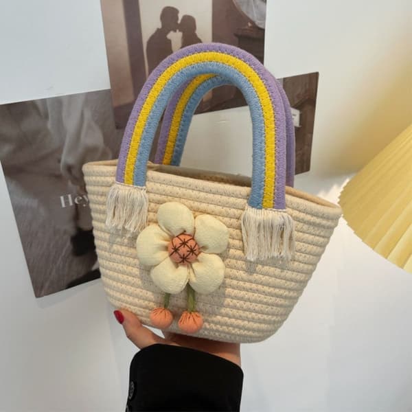 Rainbow Woven Bag Student Handbag MULTICOLOR multicolor