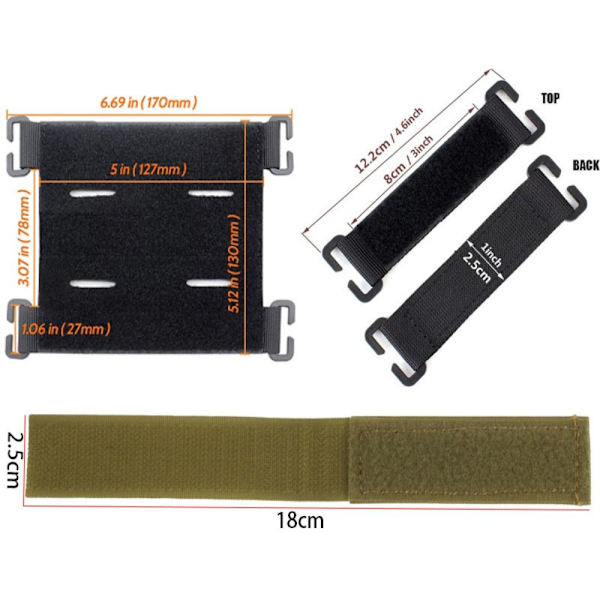 Molle Patches kiinnityskoukku MUSTA STYLE 2 STYLE 2 Black Style 2-Style 2