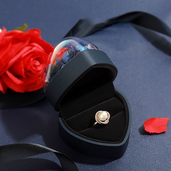 Heart Eternal Flower Lahjarasia Sormus Medaljongi säilytyslaatikko SININEN SORMUS Blue Ring box-Ring box