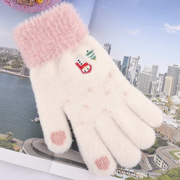 Vinterhansker Strikkevotter Snowman Fluffy Touch Screen blue