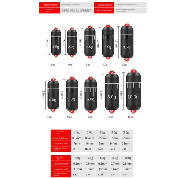 Vekter Blysynker Fiskebly fall 20PCS4G 4G 20pcs4g