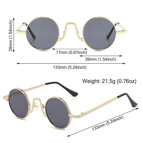 Små Runda Solglasögon Circle Shades GULD-SVART GRÅ GULD-SVART Gold-Black Gray