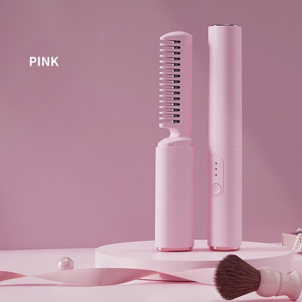 Uträtning Curling Brush Hår Hot Comb ROSA pink