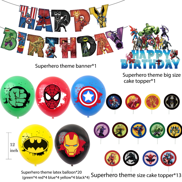 Födelsedagsfest Bakgrund Banner Latex Ballong Avengers Tema
