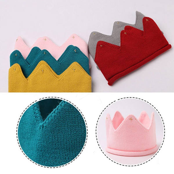 Crown Baby Hat Vastasyntynyt Tyttö Poika Hattu RED DRILL DRILL Red Drill-Drill