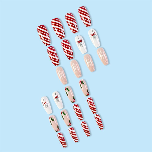 Christmas French Fake Nails Ballerina False Nail Press on Nails