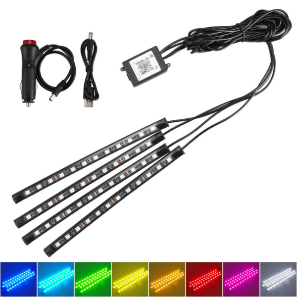 Neon Light Foot Strip Light Kit 48LED FJERNKONTROLL USB 48LED FJERNKONTROLL 48LED Remote USB