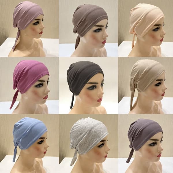 Kvinder Under Tørklæde Hijab Bonnet Cap ASH SORT Ash black