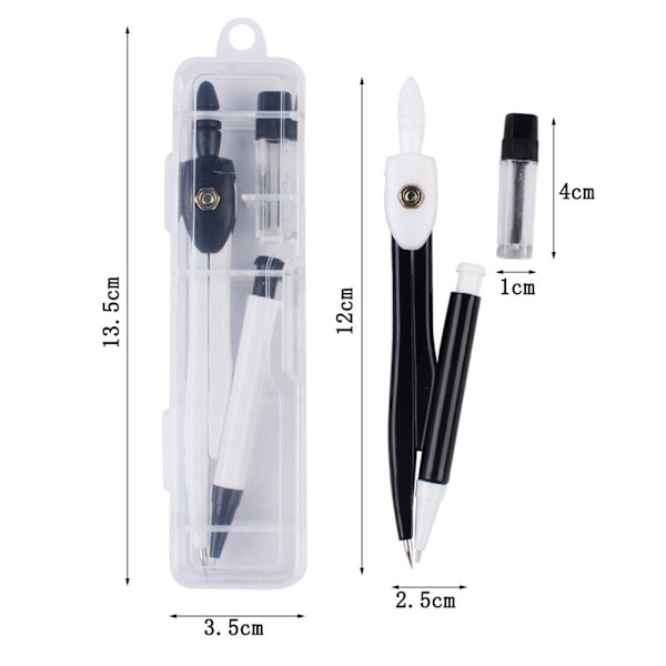2 Stk Eksamenskompas Matematikkompas SORT Black