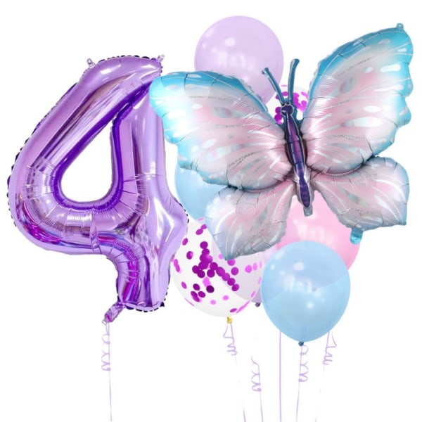 Nummer Butterfly Ballon Fødselsdagsfestdekorationer 4 4 4