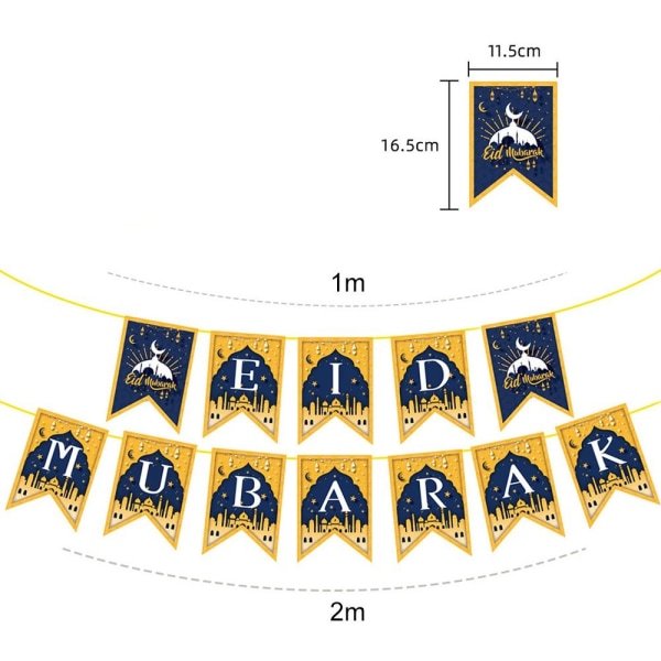 1 sæt Eid Mubarak Banner Bunting Latex Ballon C C