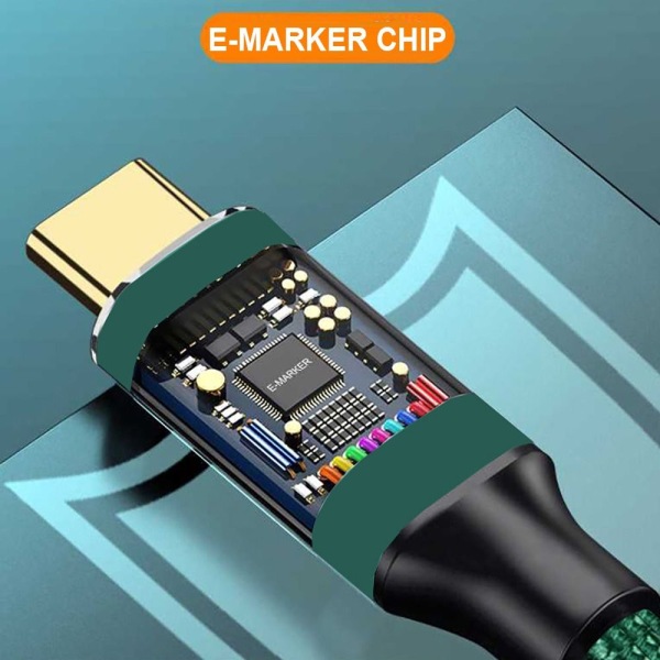 USB C Snabbladdningskabel Typ-C Datasladd GRÖN 2M Green 2m