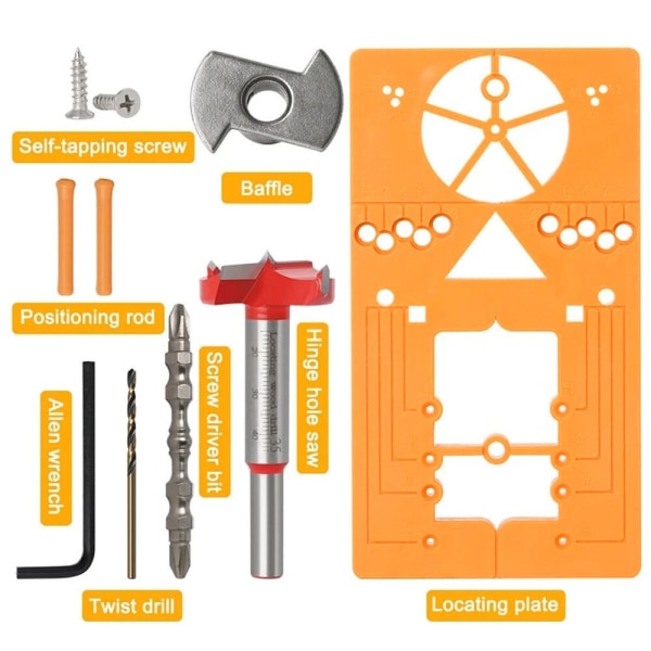 Skjult hengsel Jig Drill Guide sett 35 mm Justerbar