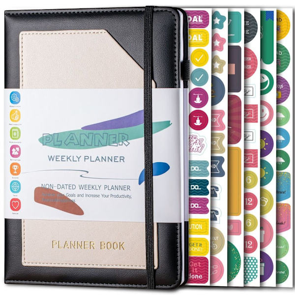 Agenda Planner Selvbindende notesbog SORT black