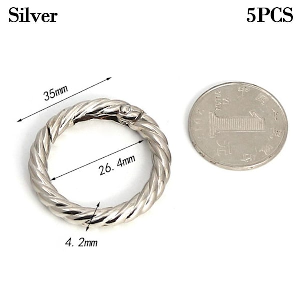 5st Fjäderrunda Ringar Väska Bältesspännen SILVER 35MM Silver 35mm