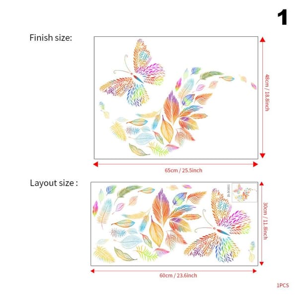 Färgglada Fjärilsväggdekaler Blommiga Dekaler 2 2 2