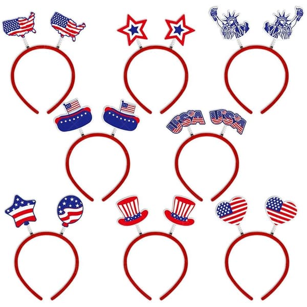 8 stk Independence Day Hodeplagg Flagg Hårbånd Hårbøyler 8pcs