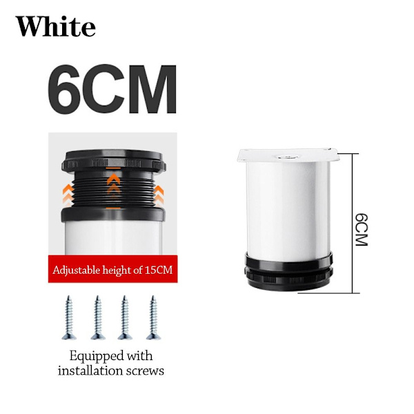 Huonekalut Pyörät Jalkojen jalat VALKOINEN 6cm White 6cm