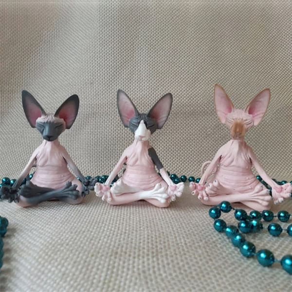 3-pack rumsdekor Söt Sphynx-kattstaty Söt Sphynx-kattstaty