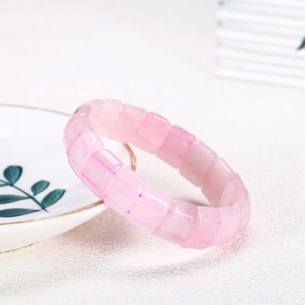 Naturstensarmband Fyrkantiga pärlor Armband ROSE QUARTZ ROSE Rose Quartz