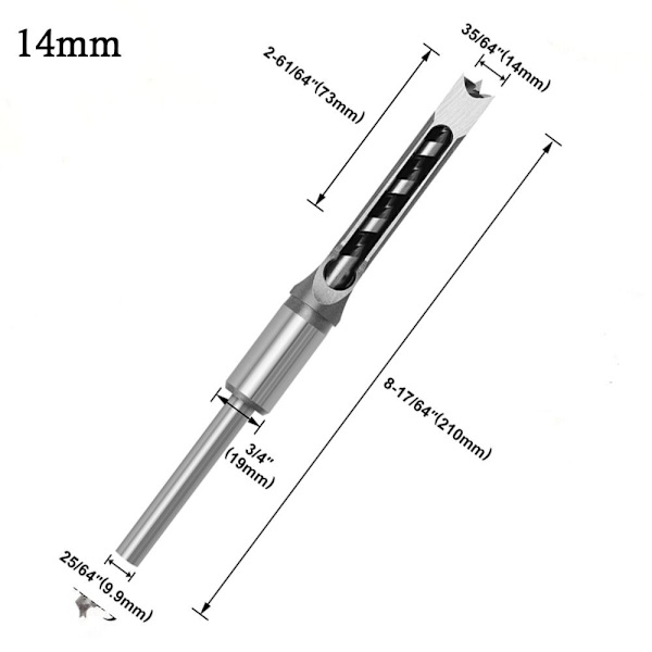 Firkantet hul boresnegl Bit Guide 14MM 14mm