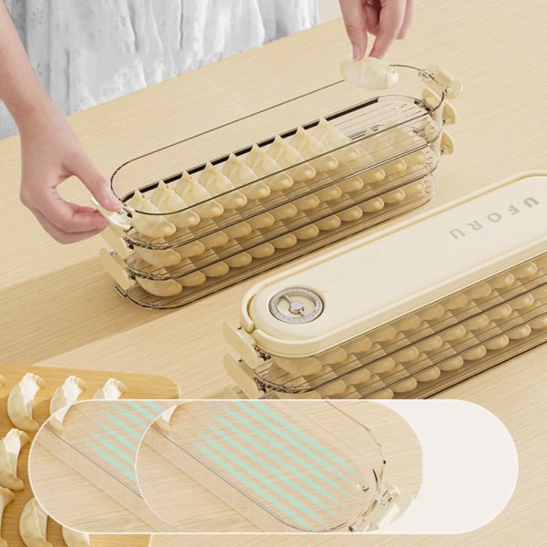 Dumpling Oppbevaringsboks Kjøleskap Fresh-keeping Box BEIGE ONE Beige One Layer-One Layer