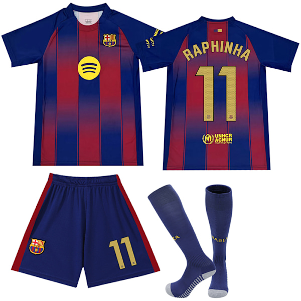 2025-2026 Barcelona Hjemmebane børnefodboldtrøje nr. 11 Raphinha Adult XS