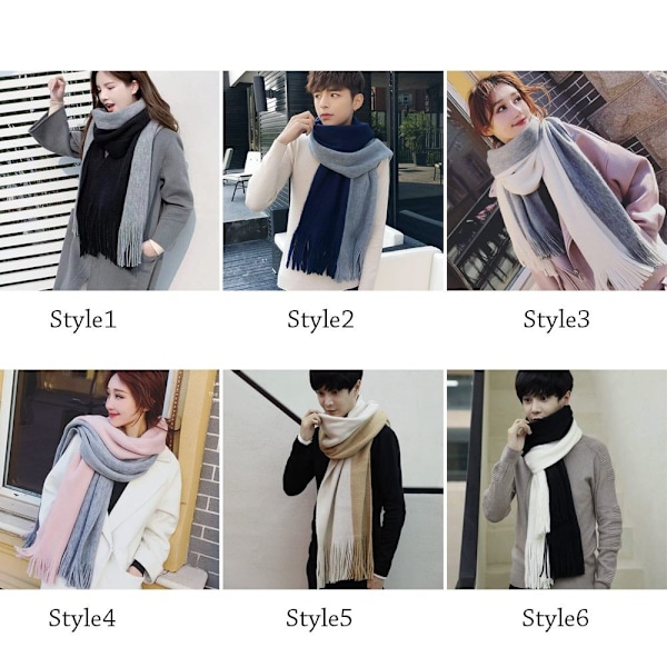 Luksus Cashmere Fargematching Dame Skjerf Vintersjal STYLE3 style3