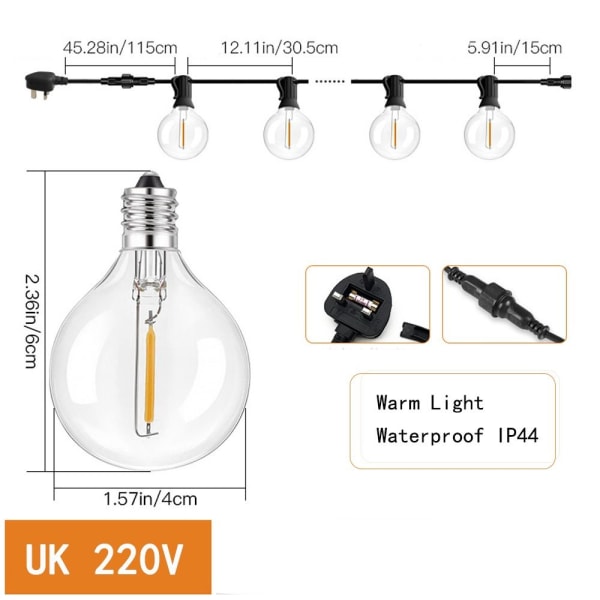 Festoon String Lights Hage Dekor Lampe 7,6M(25&2)UK UK 7.6m(25&2)UK