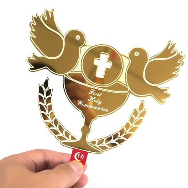 Peace Dove Cross Cake Topper GULD Gold