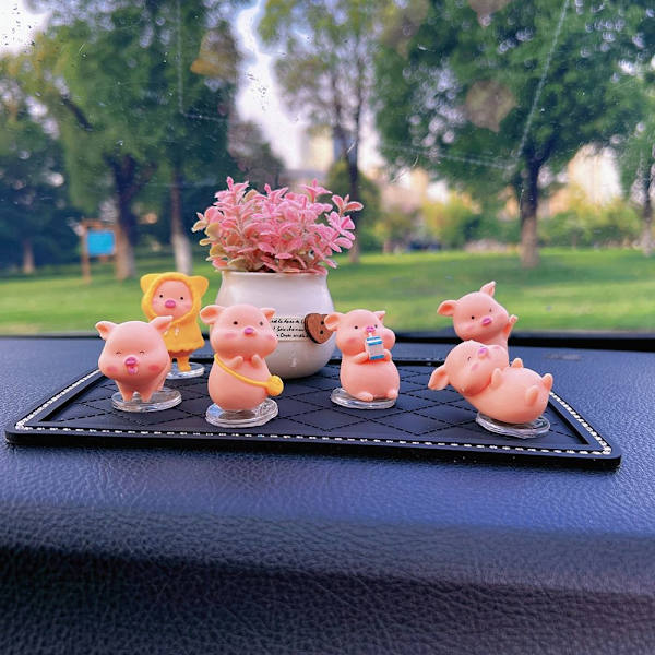 6st bilprydnader Piggy Center Console Dekoration Bil