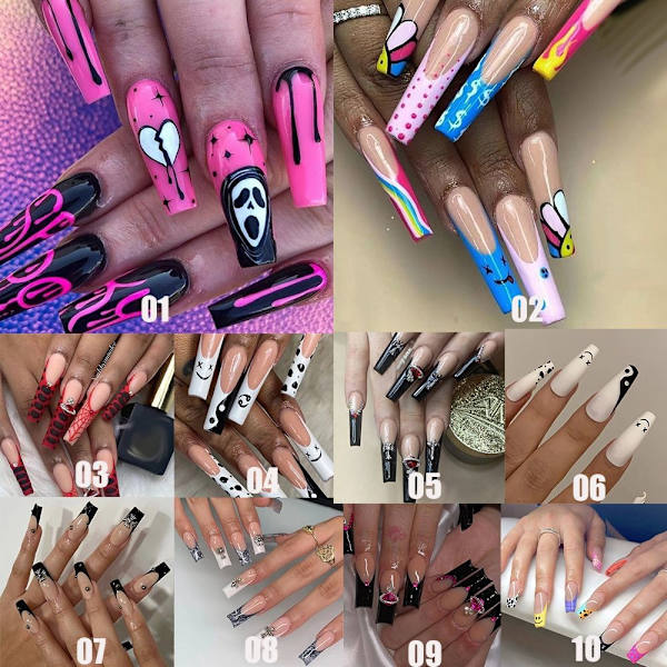 24st/kartong Rhinestone kista False Nails Wearable 08