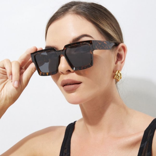 Tykke firkantede solbriller rektangelskjermer LEOPARD-SORT Leopard-Black