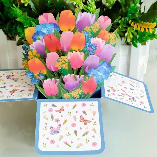 3D Pop-up Buket af Papirblomster 4 4