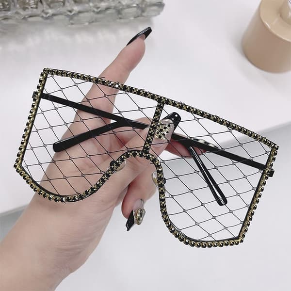 Rhinestone Mesh Glasses Y2K Solbriller C8 C8 C8