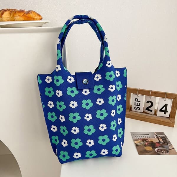 Knit Handbag Kangaskassi SININEN blue
