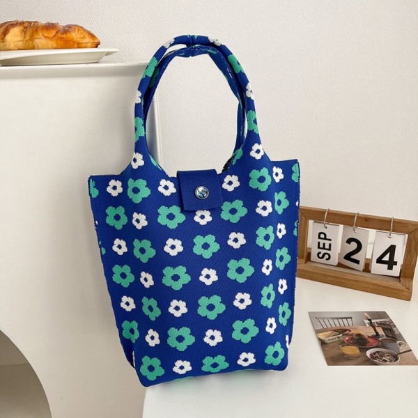 Strik Håndtaske Tote Bag BLÅ blue