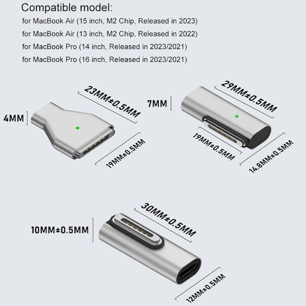 Typ-C hona till Magsafe 3 omvandlare USB-C magnetisk adapter Middle Bend