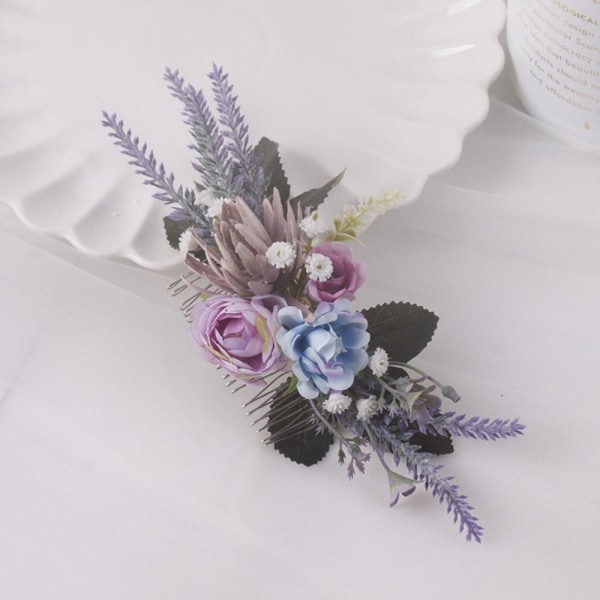 Flower Hair Comb Bridal Tiara PURPLE purple