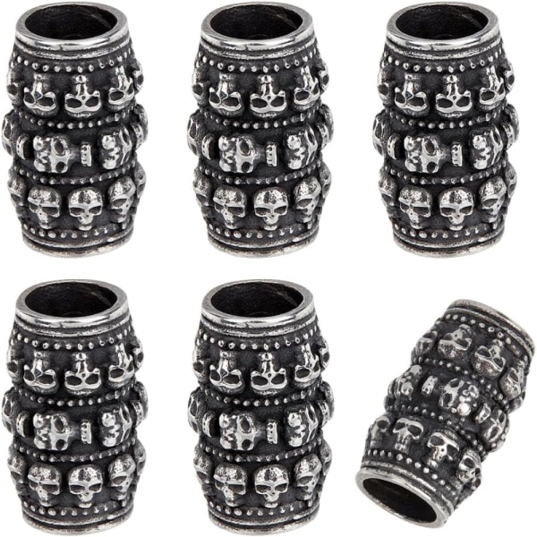 6 st Kolumnrör med Skull Beads Spacer Beads European Large