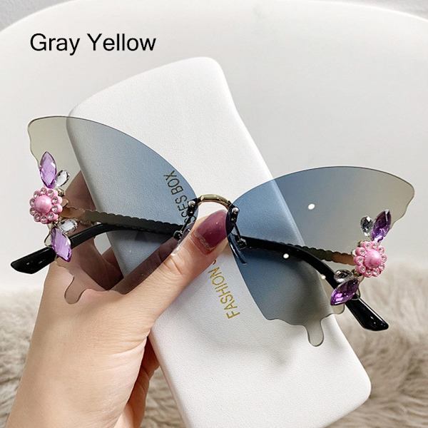 Crystal Butterfly Aurinkolasit Reunuksettomat aurinkolasit HARMAA KELTAINEN Gray Yellow