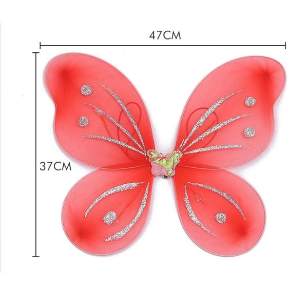 3 stk/sett Fancy Dress Glitter Butterfly STIL 2-KUN VINGER STIL Style 2-only wings