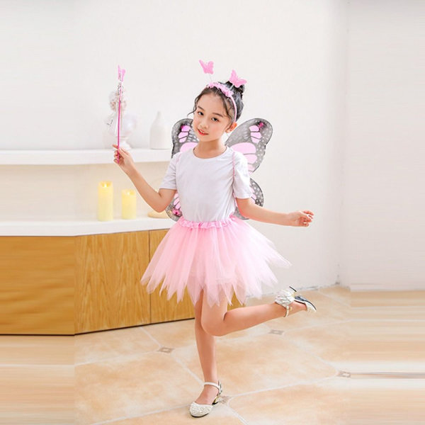 LED-lasten pukurekvisiitta Butterfly Wings setit PINK 3 kpl / SET Pink 3 Pcs/set-3 Pcs/set